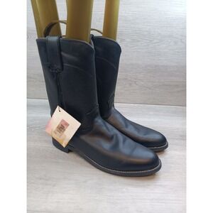 Justin Black Leather Cowboy Boots Western Style Mens Size 10 B